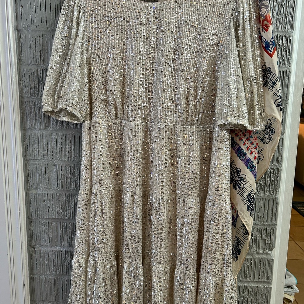 Speechless Silver and Beige Sequin Mini Dress